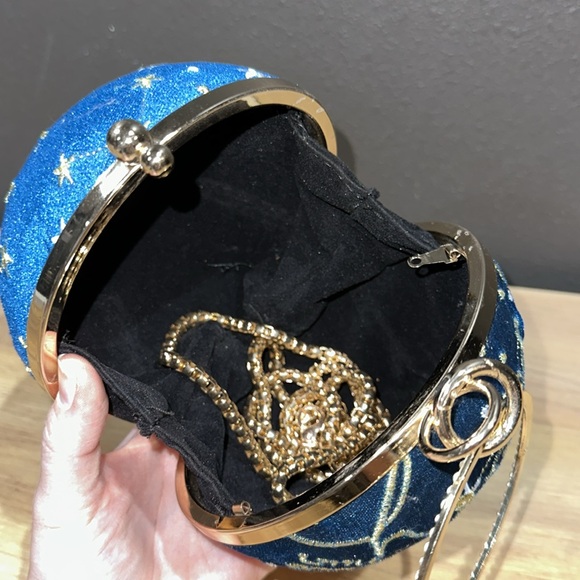 Astronomy star themed blue gold evening bag clutch rhinestone space - Picture 6 of 7
